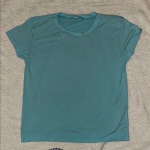 Lululemon Athletica Teal Fitted Train to Be Short Sleeve Tee